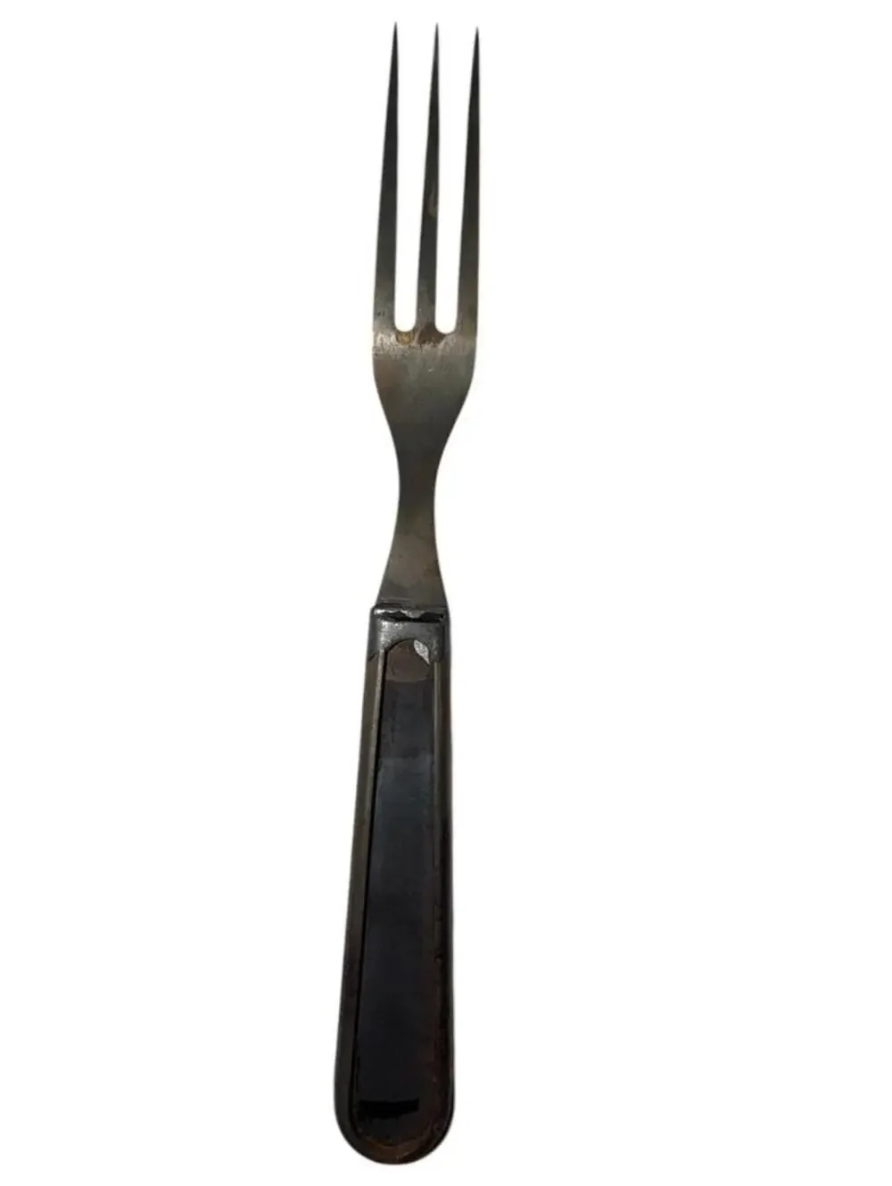 Antique Vintage Metal 3 Tine Dinner Fork Large Handle Flatware Kitchen Utensil